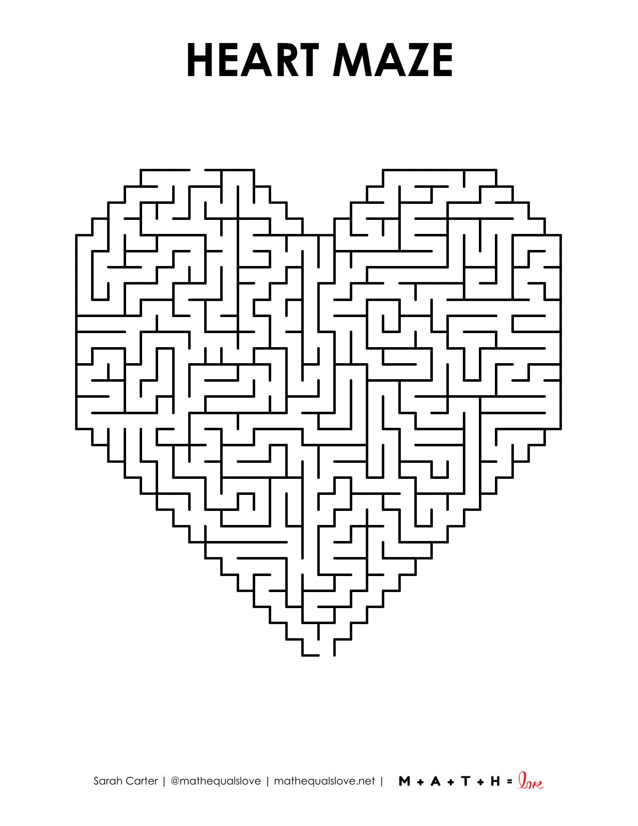 Heart Maze Printable For Valentine S Day Math Love