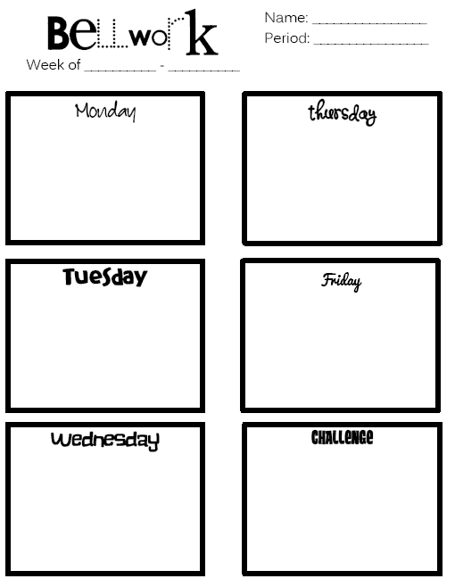 Free Printable Weekly Bellwork Form Math Love