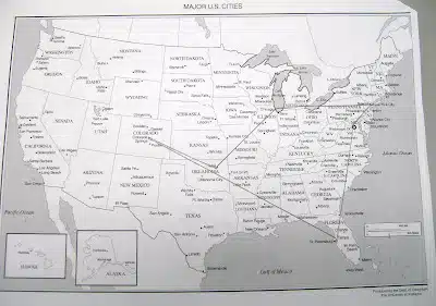 US Map for Pre-Algebra Road Trip Project 