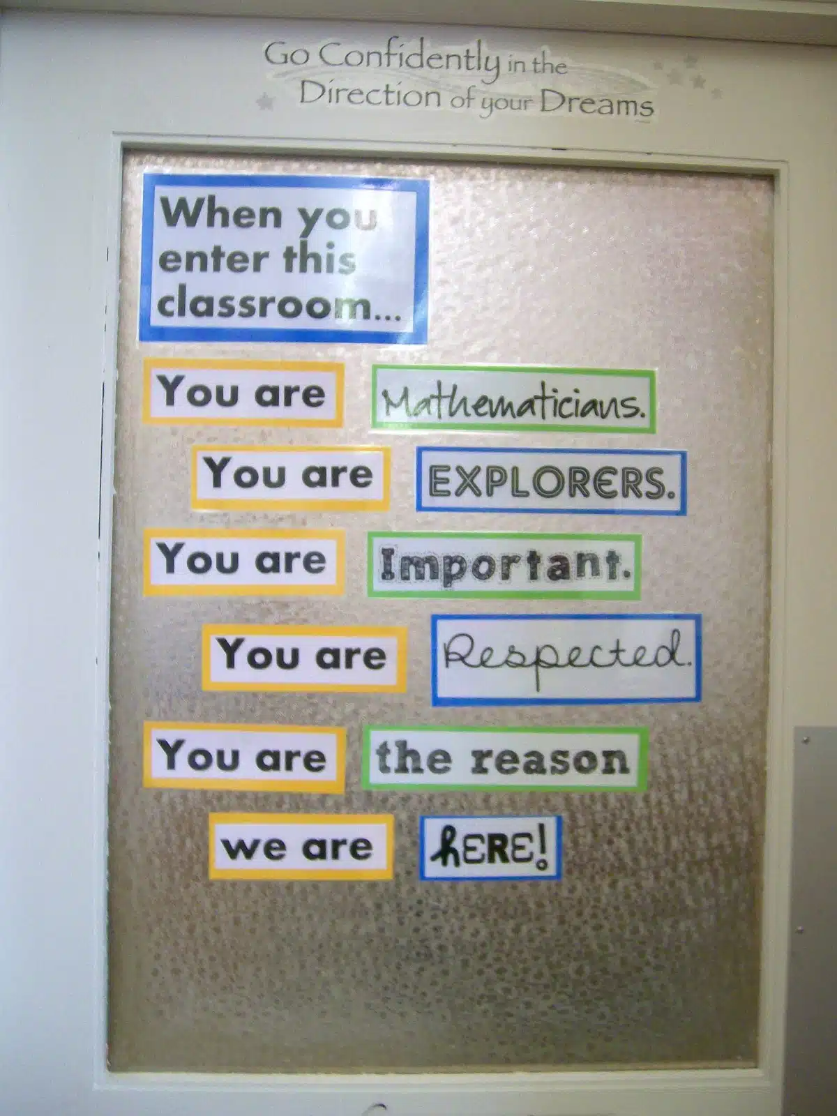 door decoration in high school math classroom. 