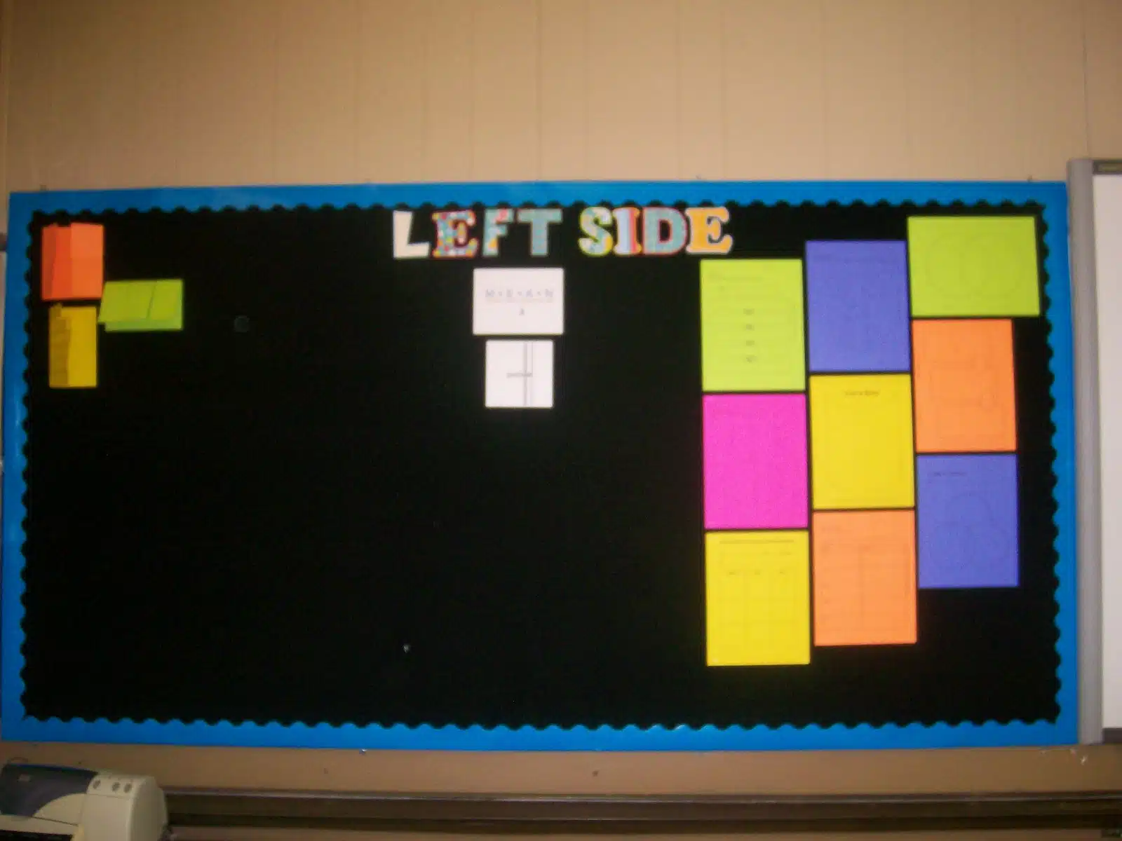 left side of interactive notebook bulletin board. 