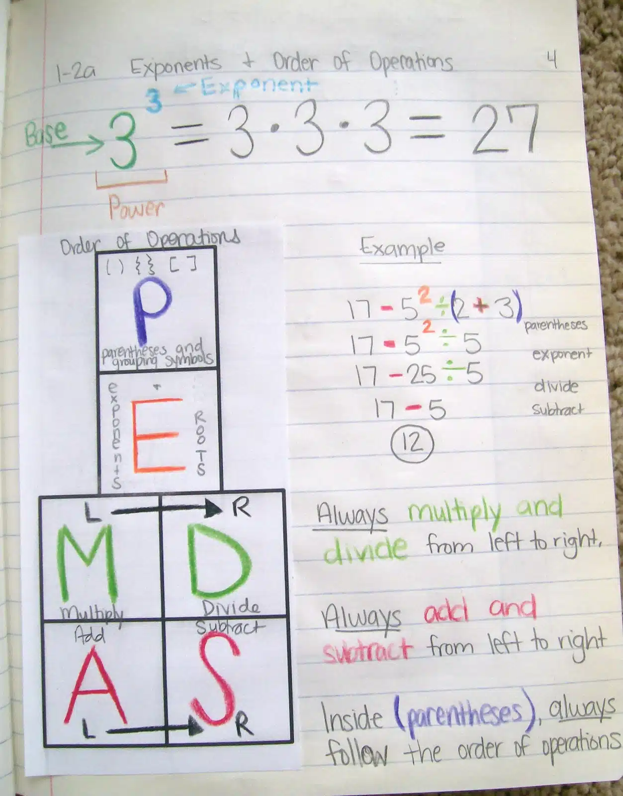 Order of Operations PEMDAS parentheses, brackets, braces