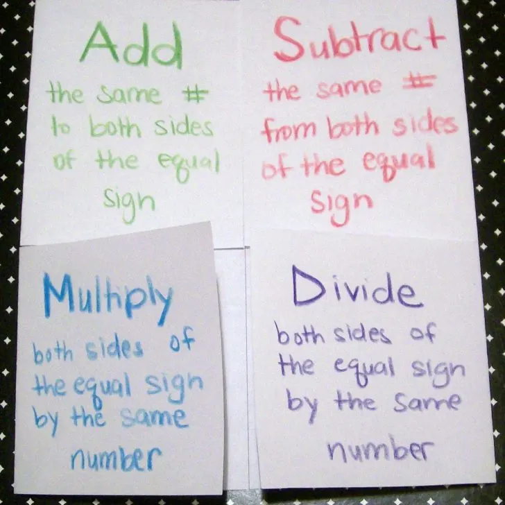 one step equations foldable.