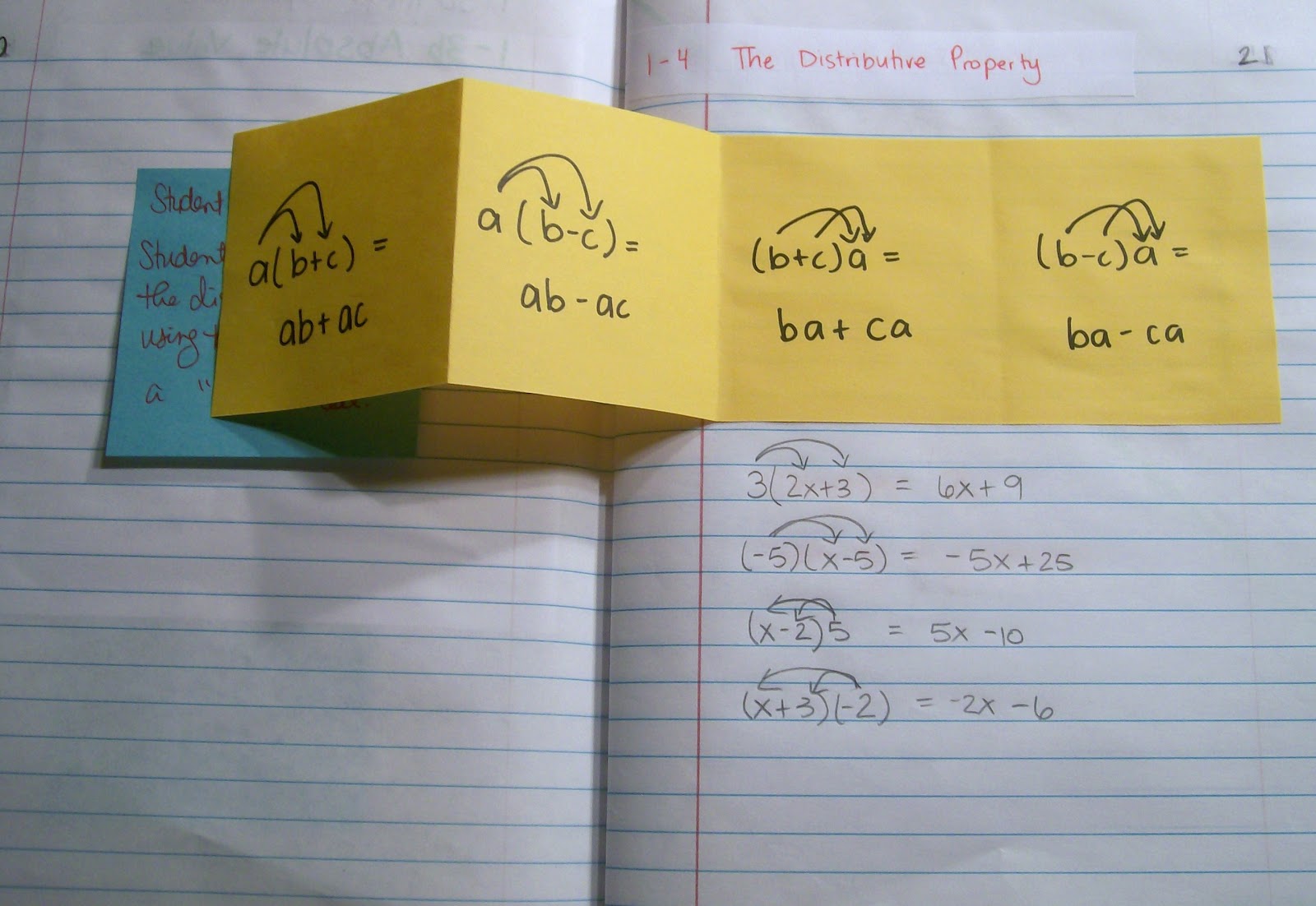 distributive property foldable for algebra interactive notebook math inbs