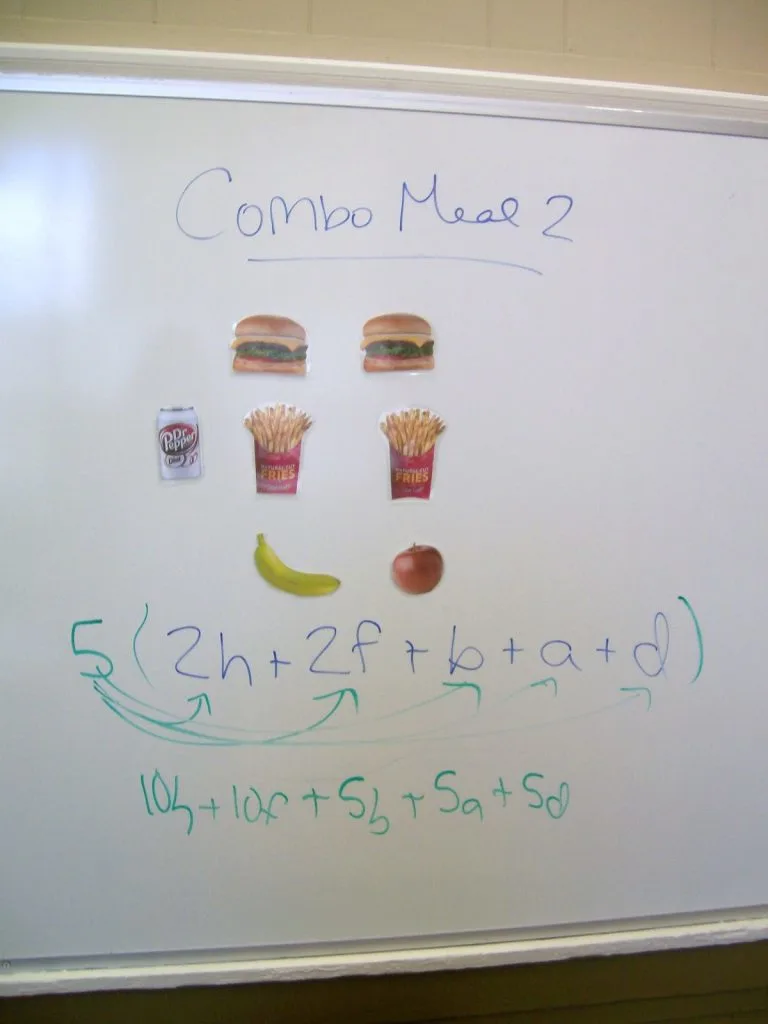 Distributive Property Combo Meals Lesson