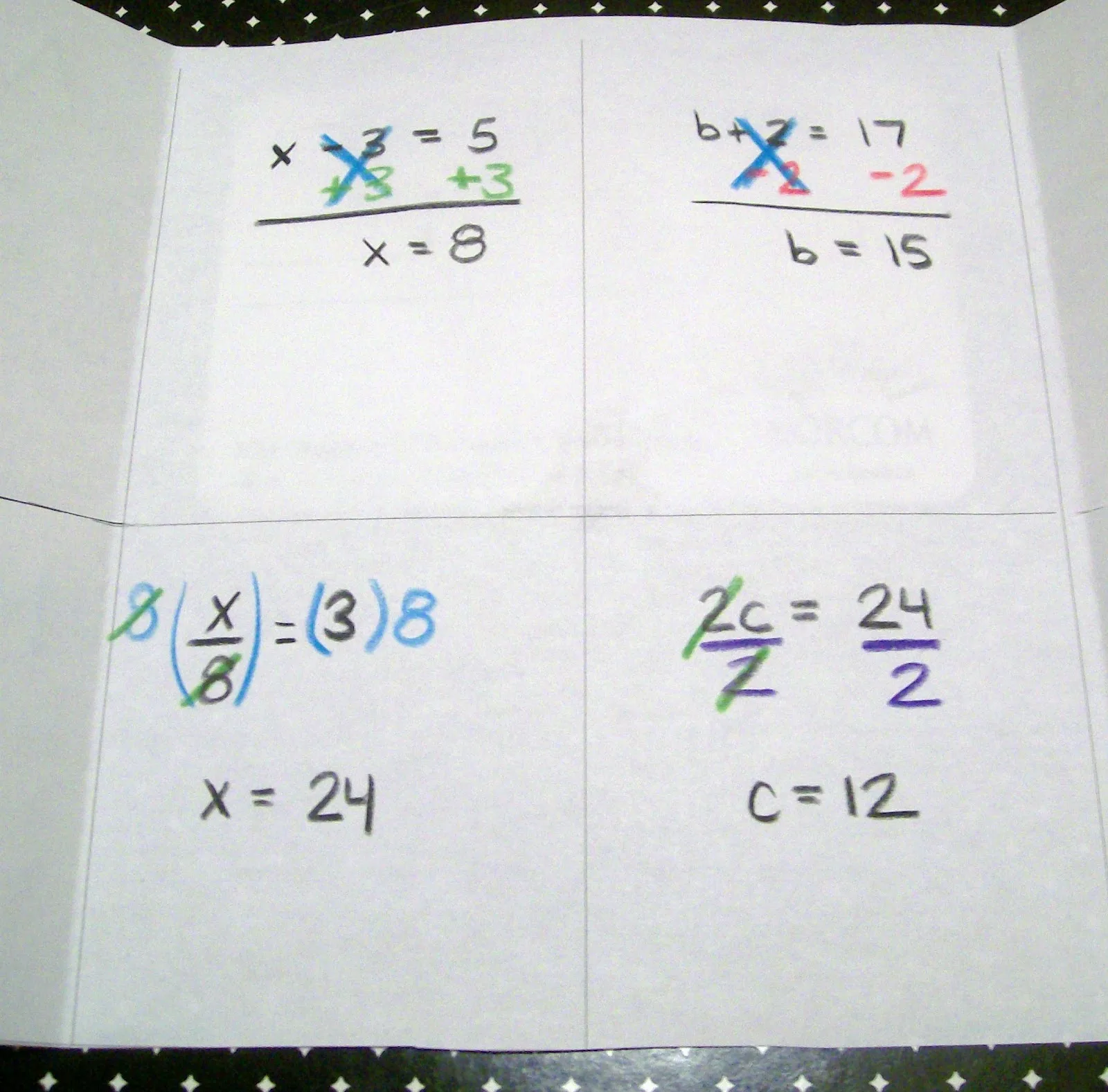 solving one step equations foldable algebra interactive notebook inbs math