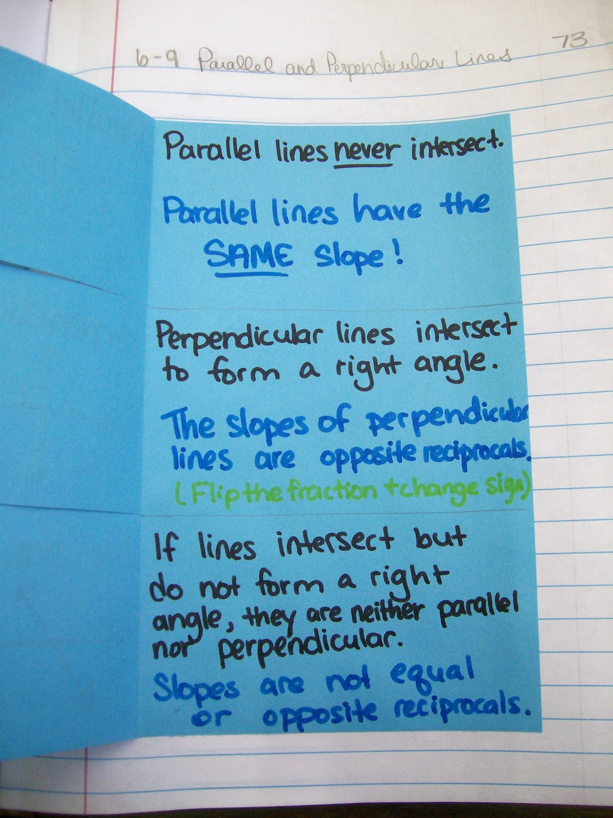 parallel and perpendicular lines foldable for algebra interactive notebooks inbs