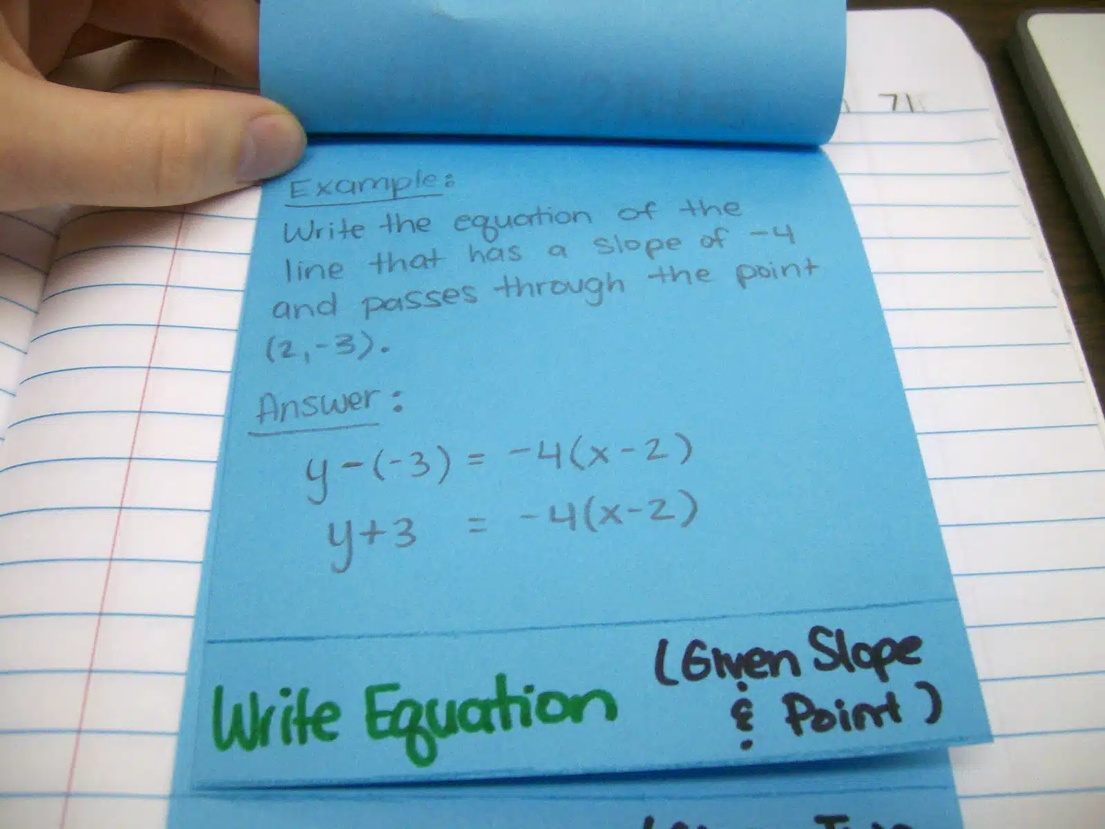 point slope form with two points