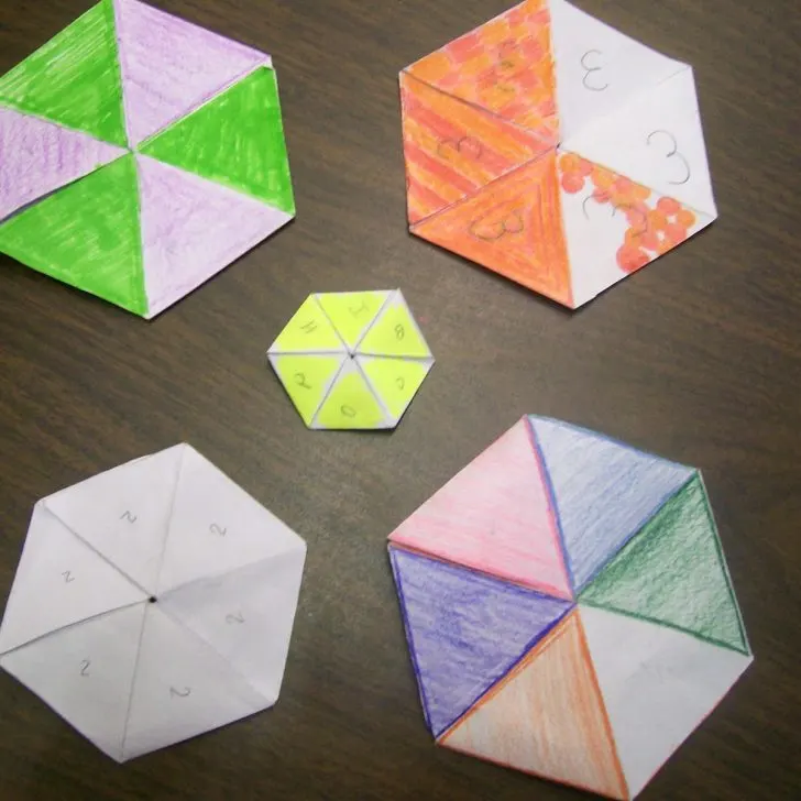 hexaflexagons made by students.