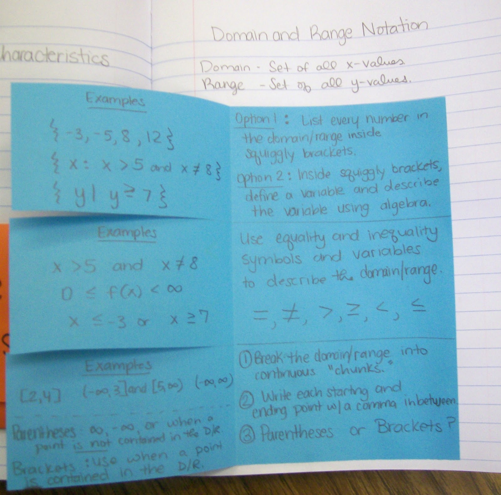 domain and range foldable algebra interactive notebooks math 