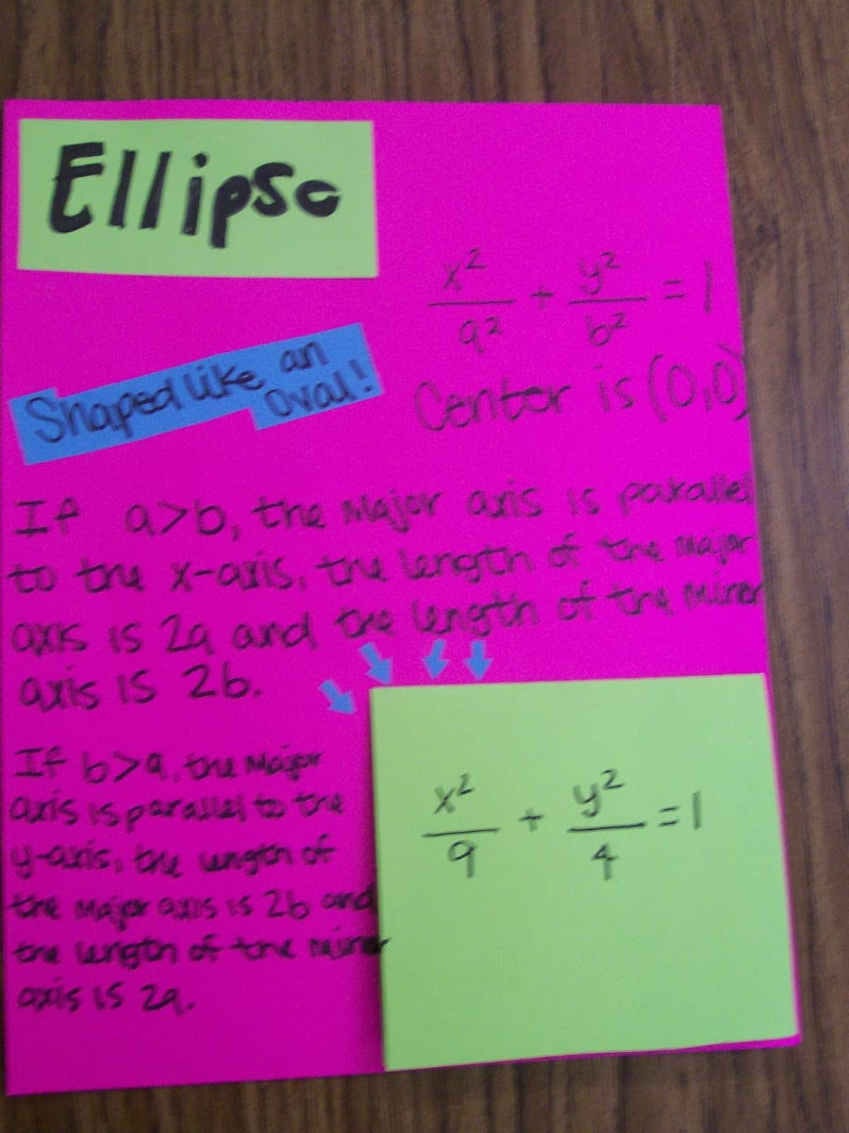 ellipses conic sections foldable interactive notebook conics algebra 2 