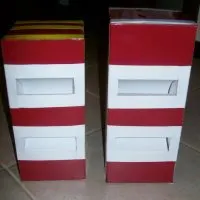 diy flip chutes made out of cracker boxes.