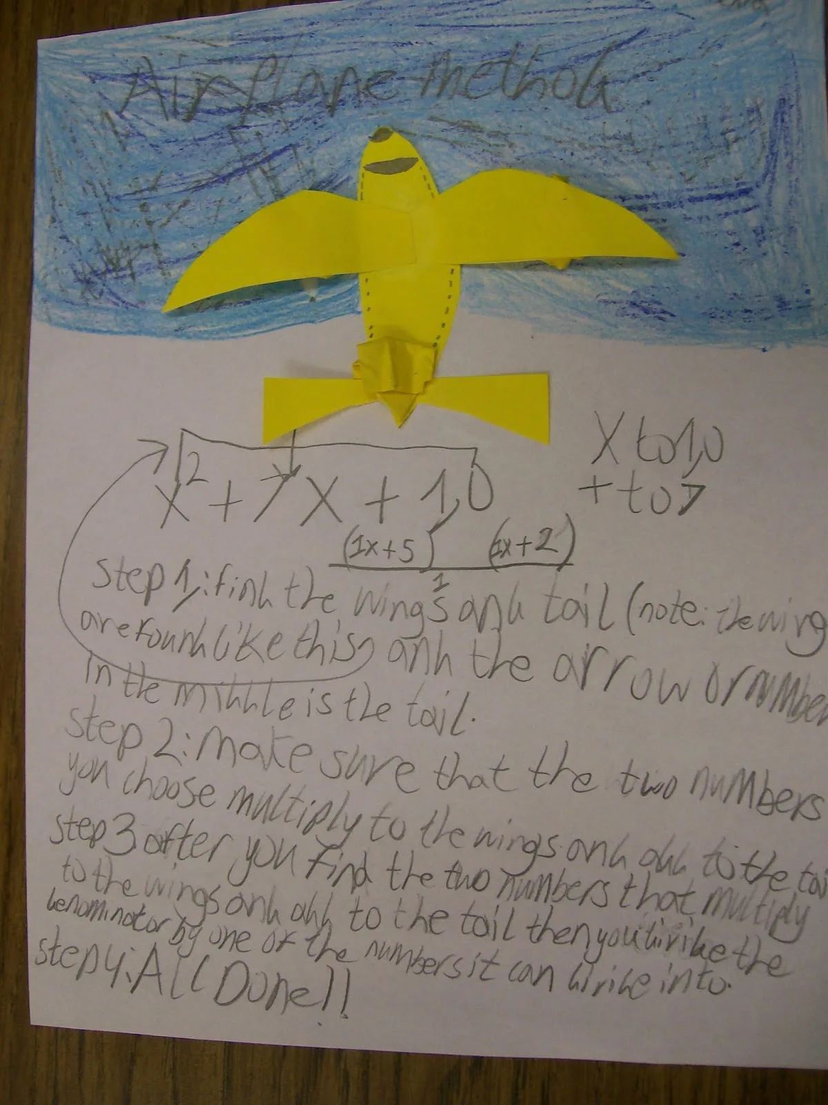 Airplane Method for Factoring Quadratics INB Page algebra math interactive notebook