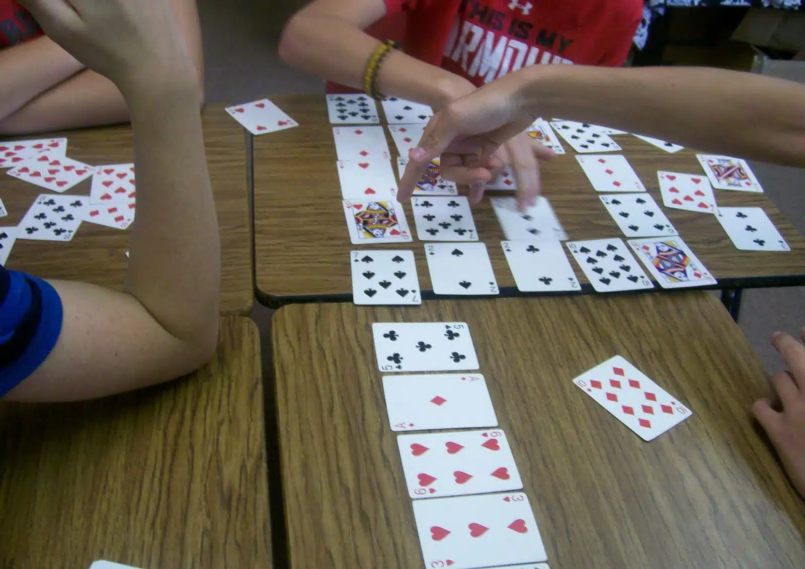 Students working on 31-derful playing card puzzle. 