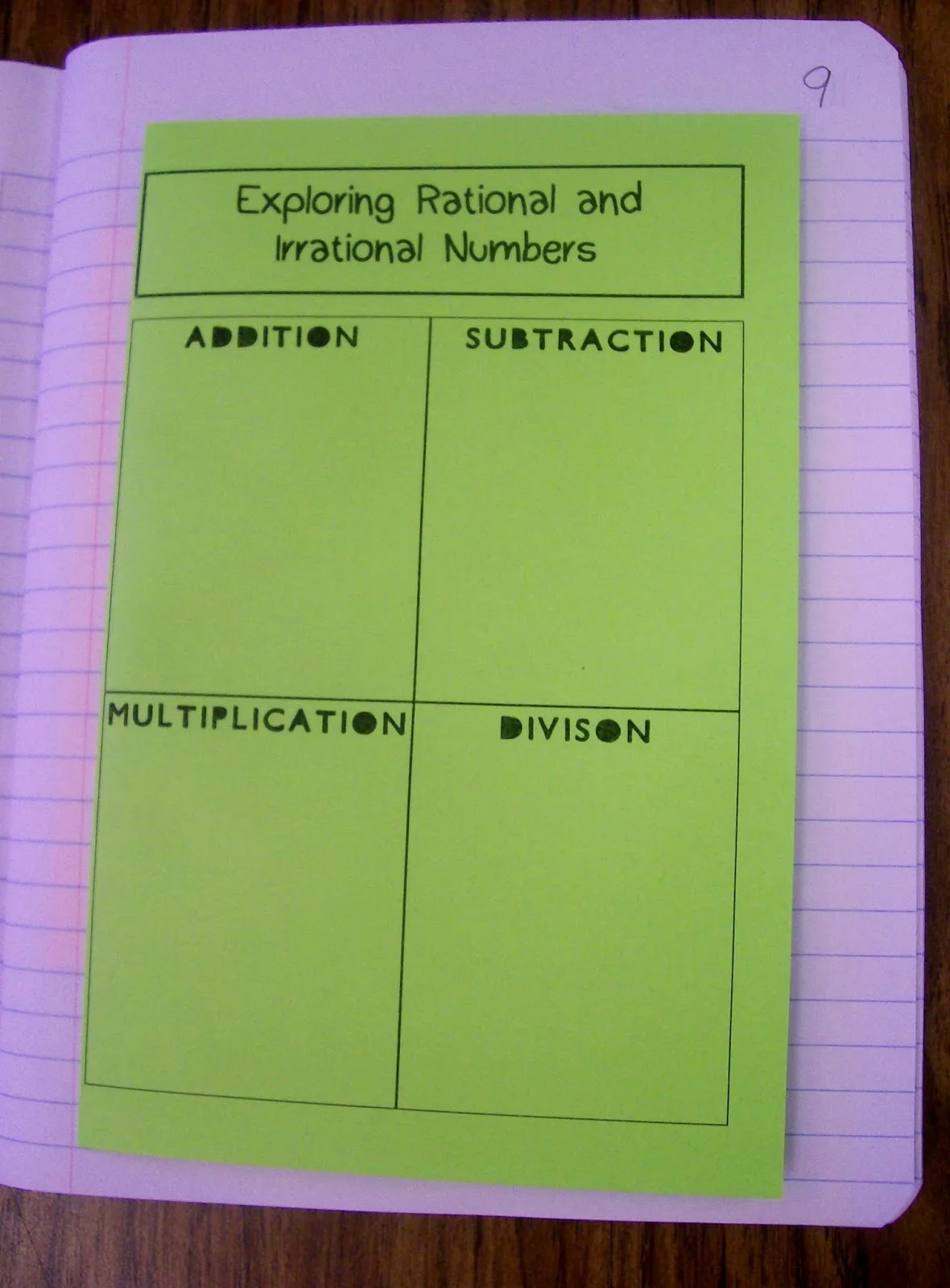 rational and irrational numbers exploration activity algebra math foldable interactive notebook