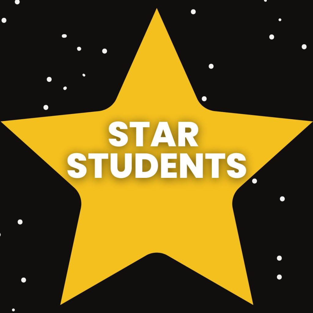 yellow star with text "star students" 