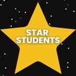 yellow star with text "star students"