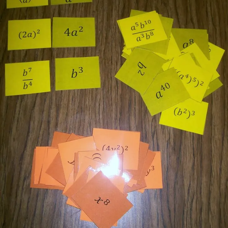 Exponent Rules Card Sort and Karuta Game