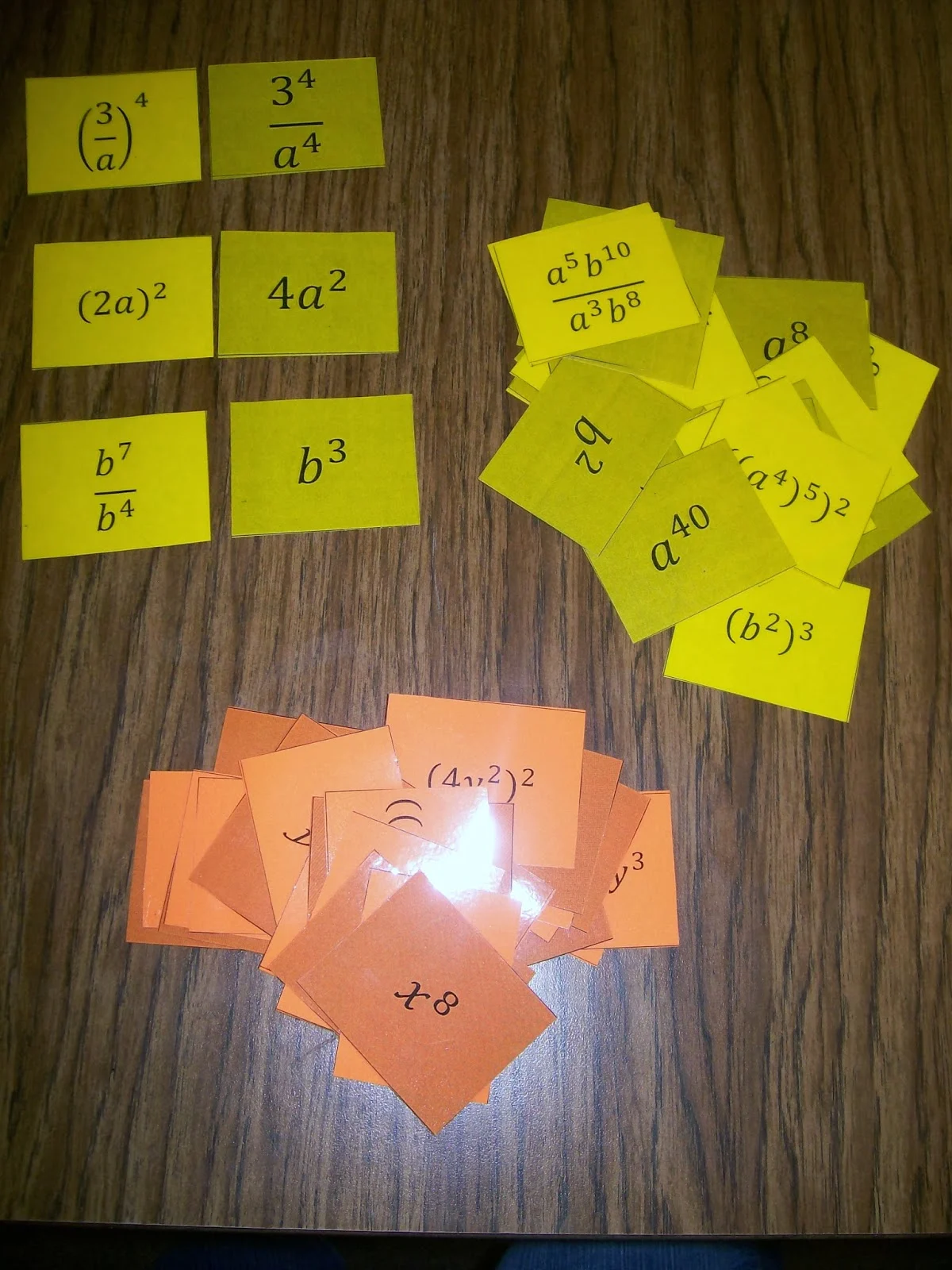 exponent rules card sort and karuta game