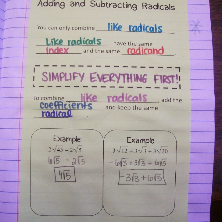 adding and subtracting radicals notes.