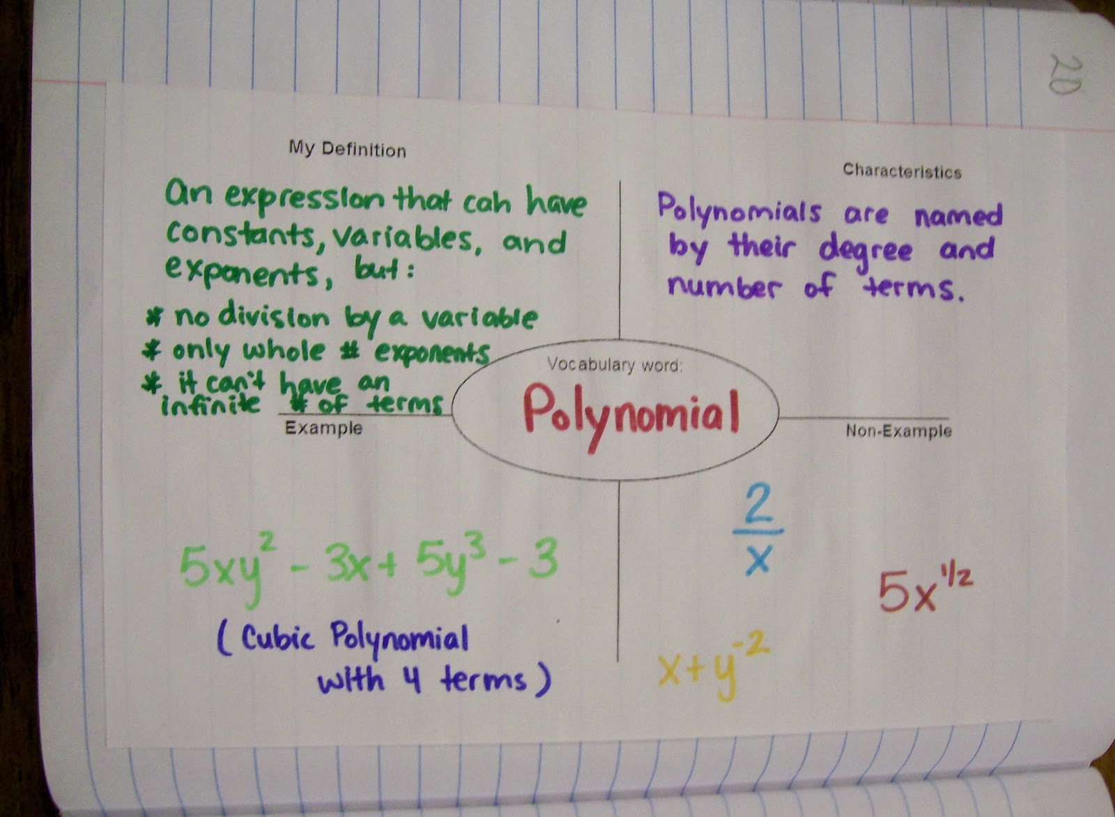 polynomial frayer model algebra interactive notebook