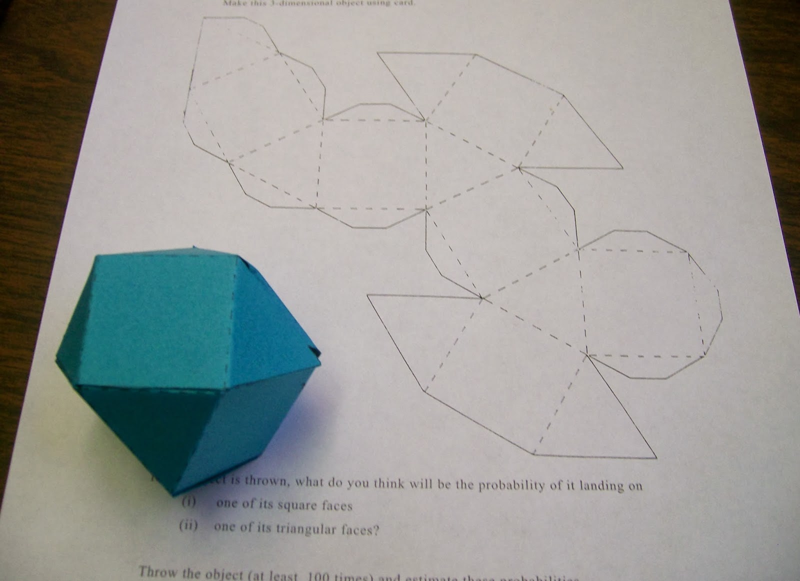 Probability Activity with Cuboctahedrons.