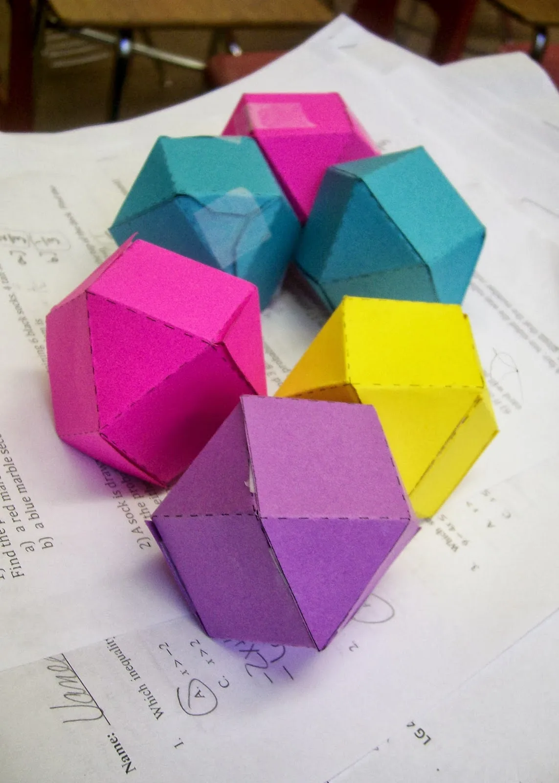 probability activity with cuboctahedrons statistics