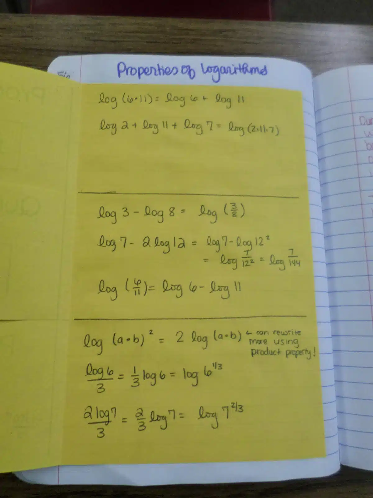 properties of logarithms