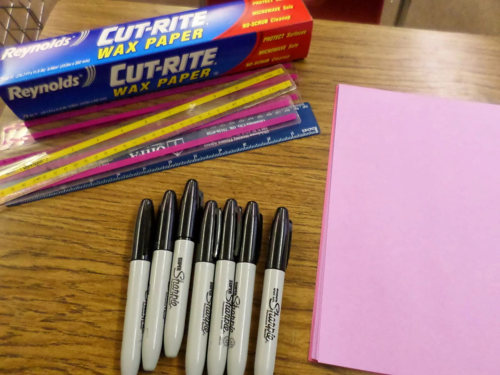 supplies for wax paper parabolas activity. 