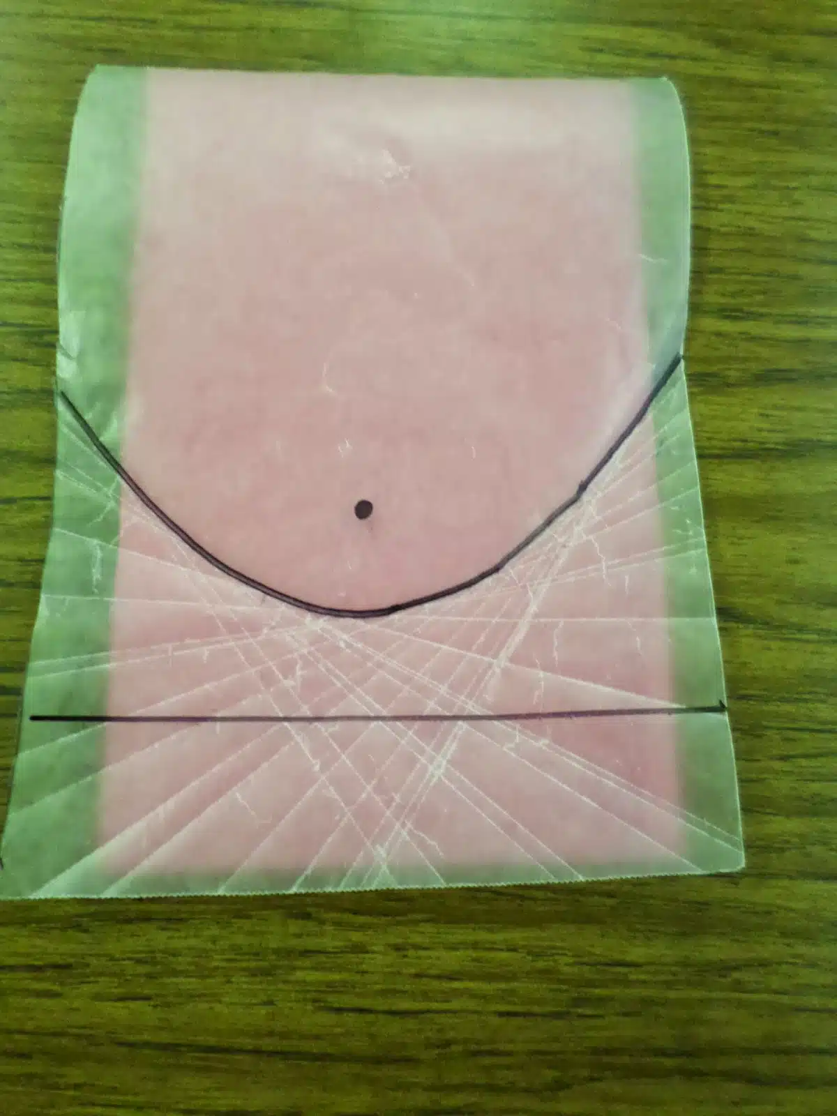 Wax Paper Parabola Example with many creases. 