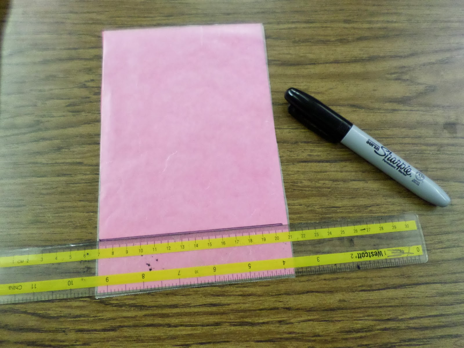 line drawn on wax paper with ruler for wax paper parabolas activity. 