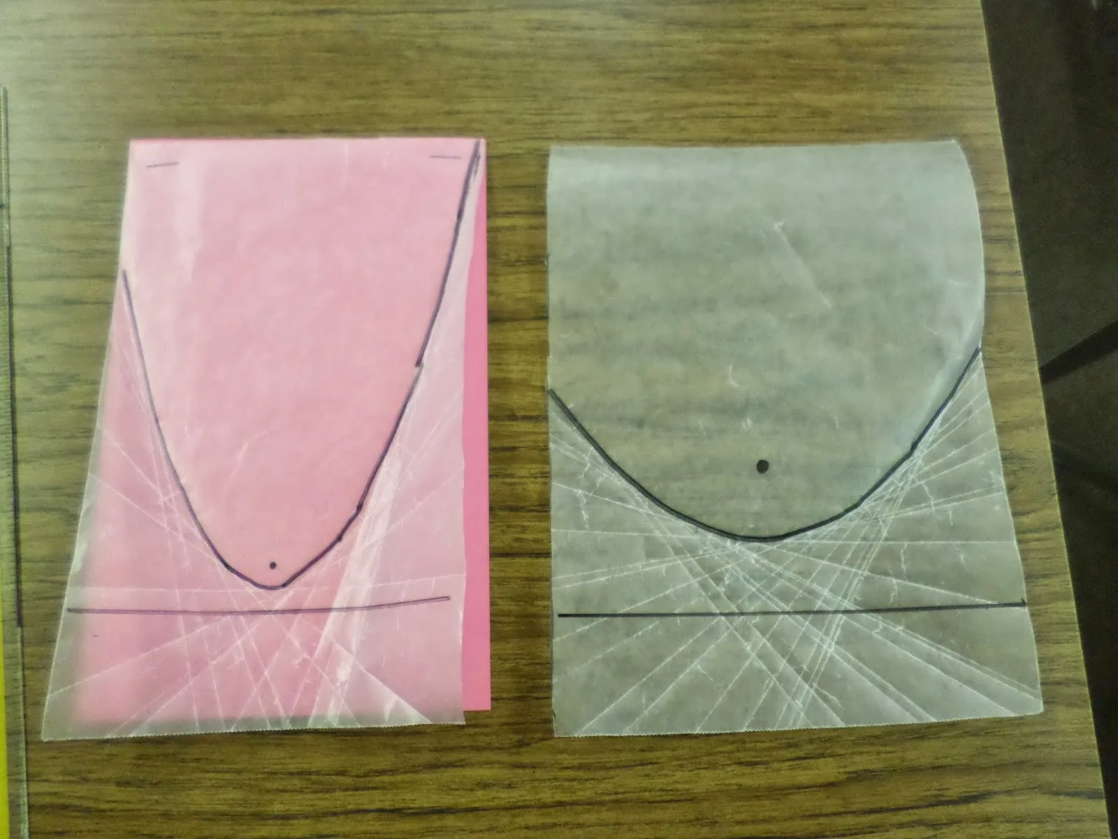 Illustration of Different Placement of Focus for wax Paper Parabola Activity. 