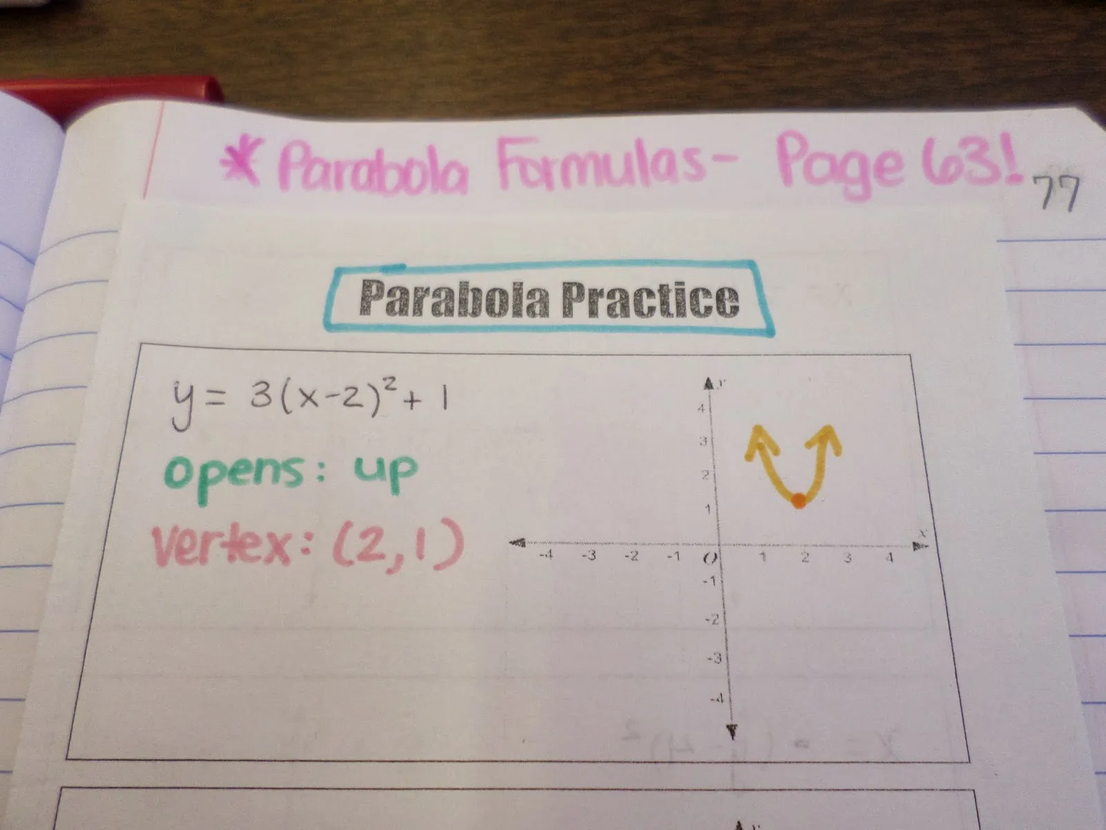 parabola conic sections conics foldable interactive notebook graphic organizer