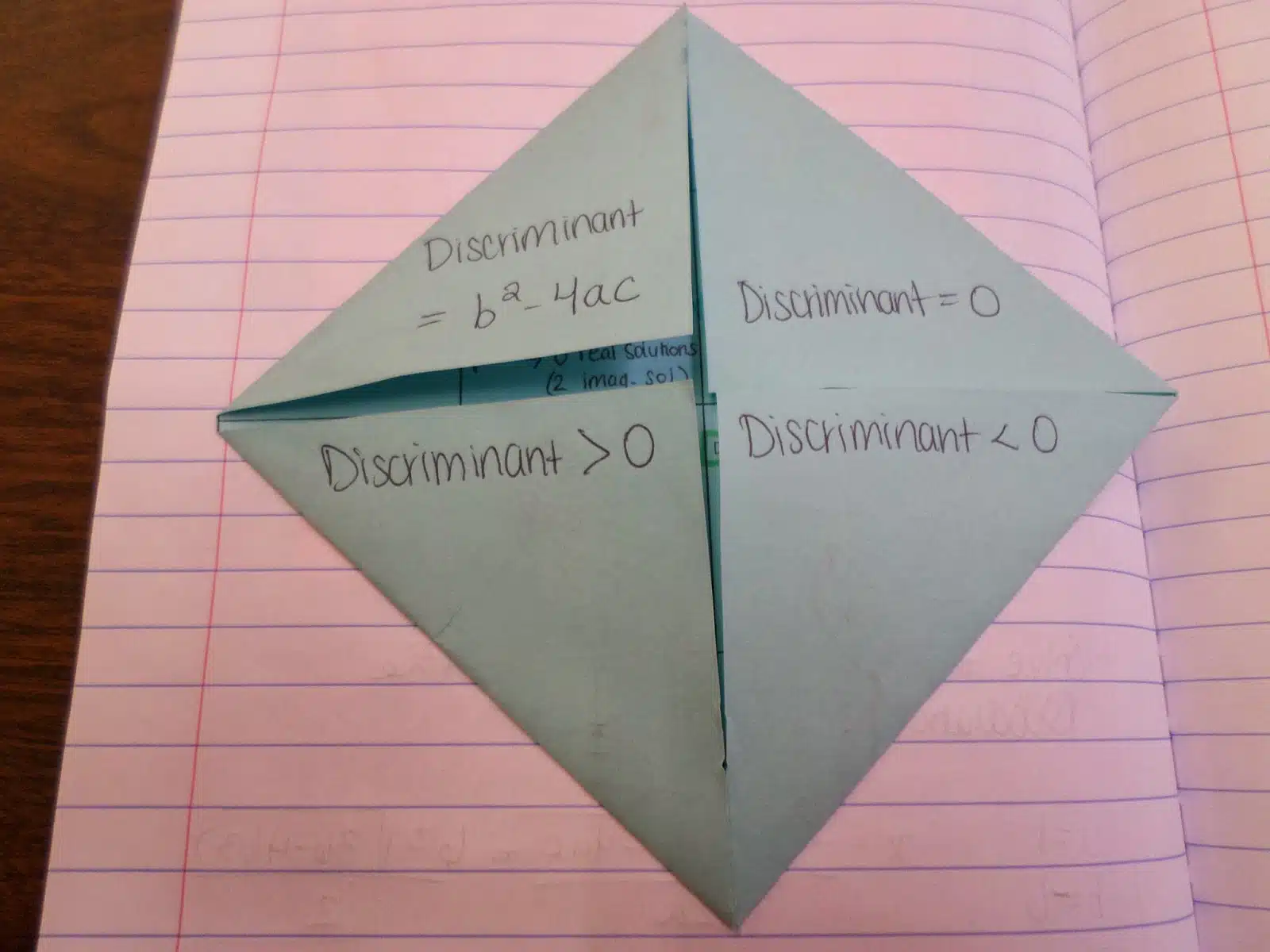 Discriminant Foldable in Interactive Notebook. 