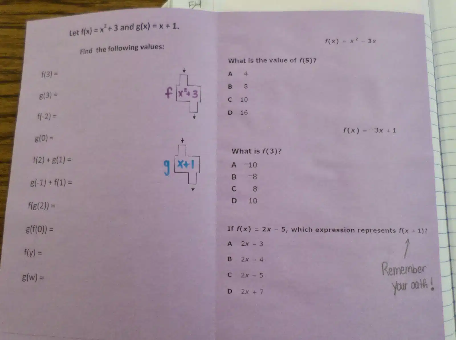 function machines and function notation foldable algebra interactive notebook