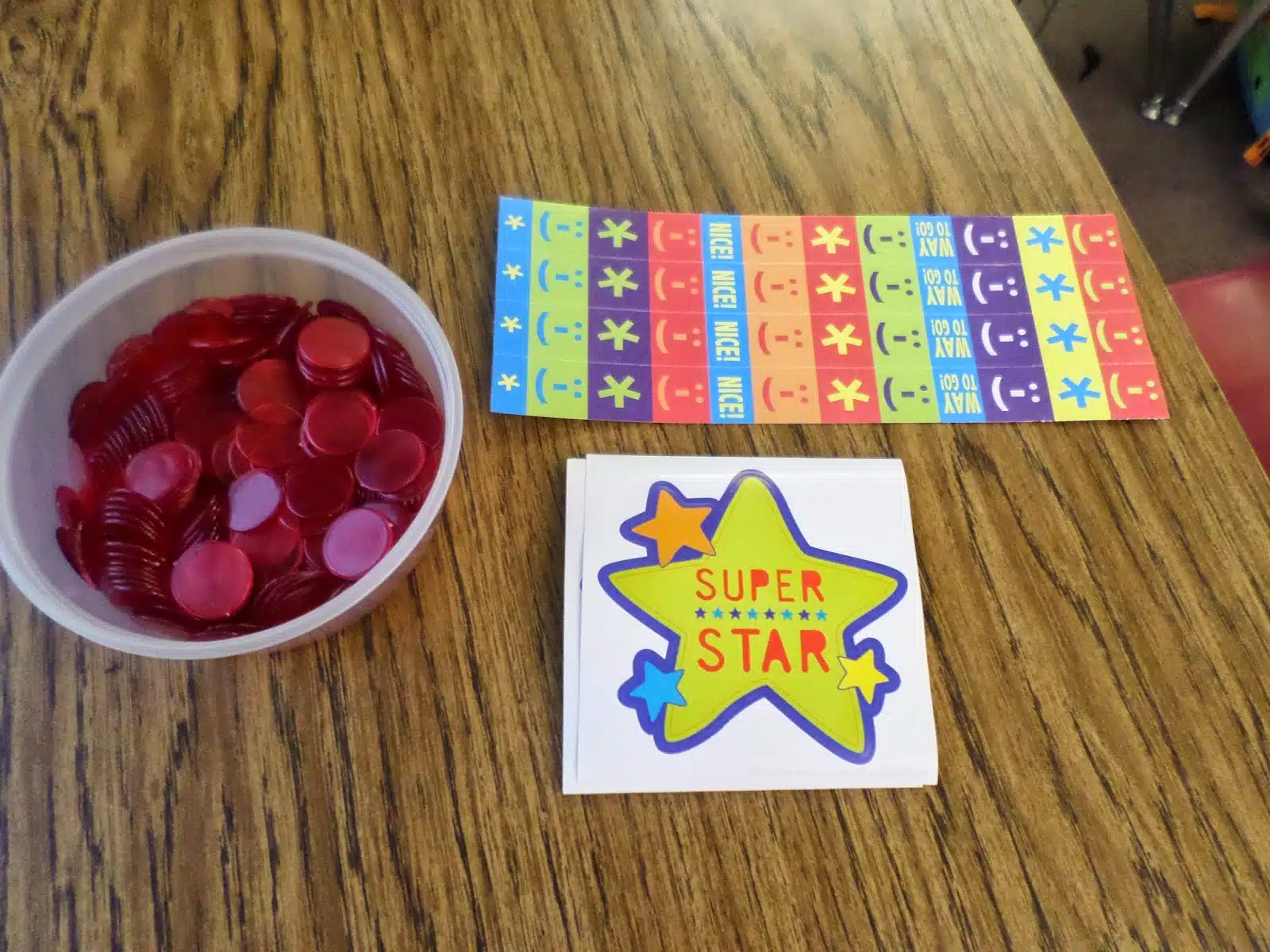 bingo chips in tub. 