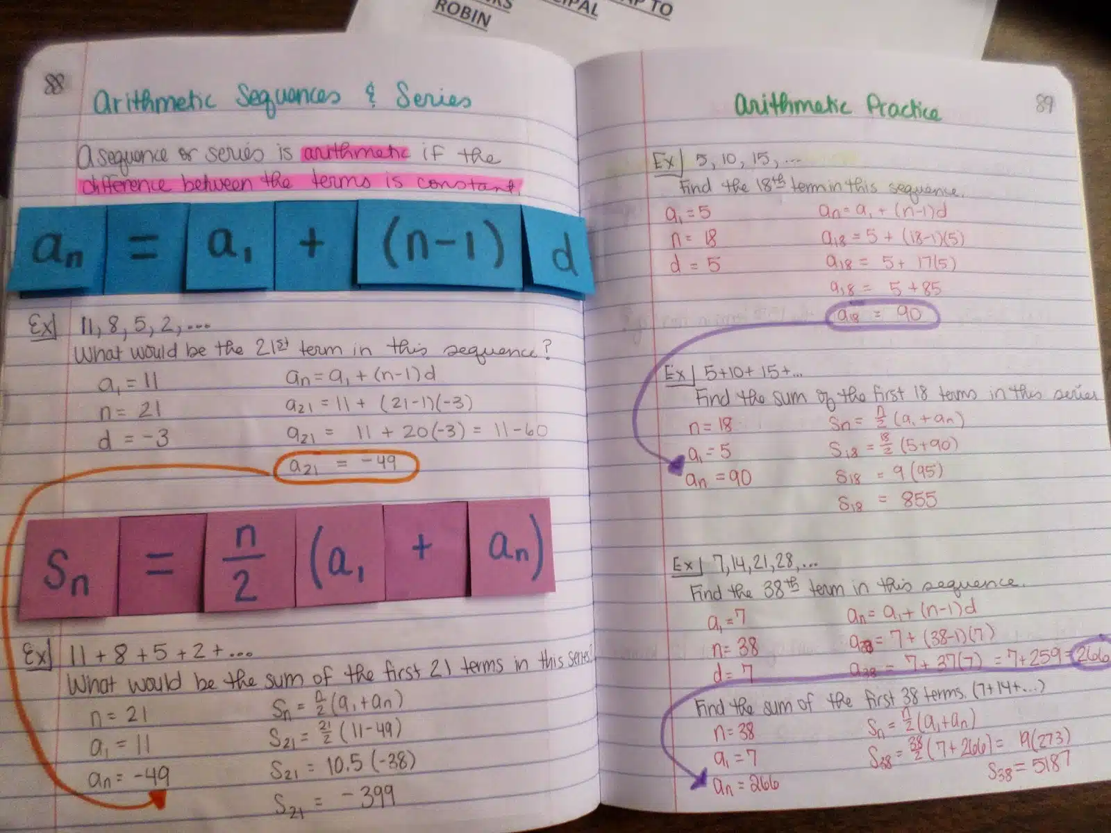 arithmetic and geometric sequences and series foldables