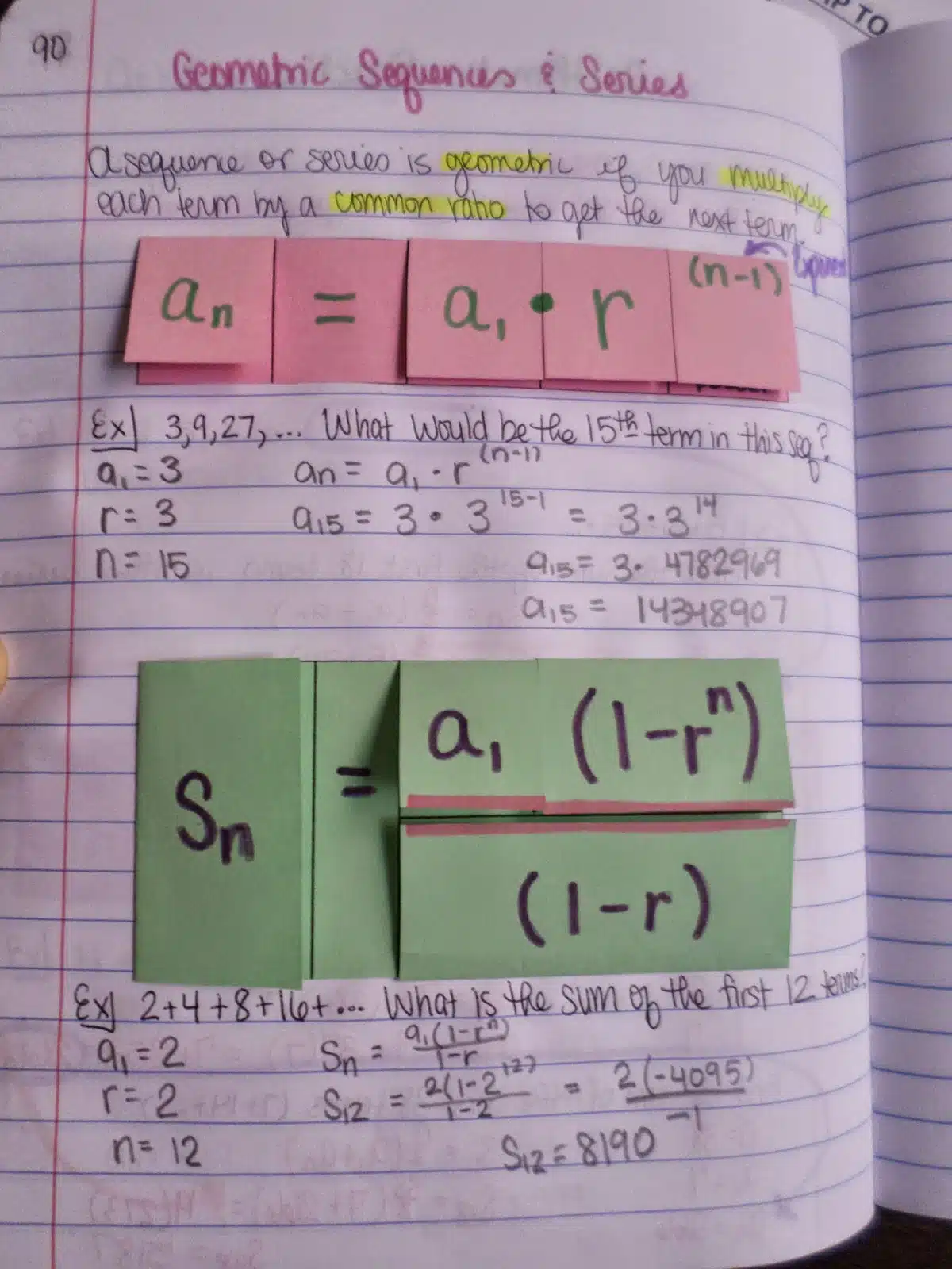 arithmetic and geometric sequences and series foldables