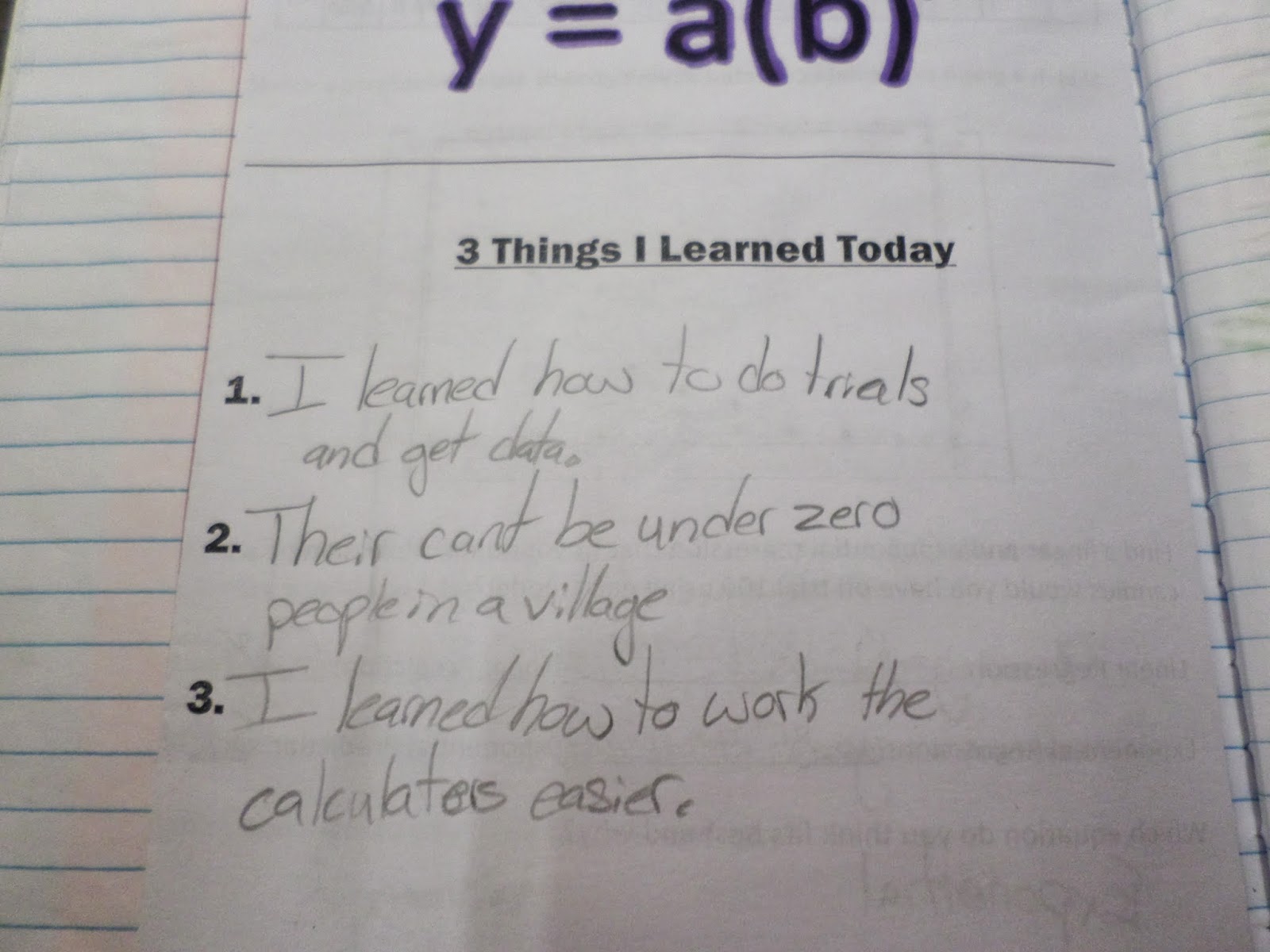 3 Things I learned today section of notes. 