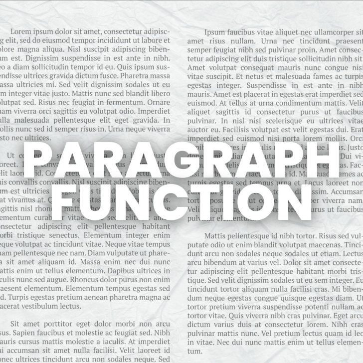 page of book covered with text "paragraph function"