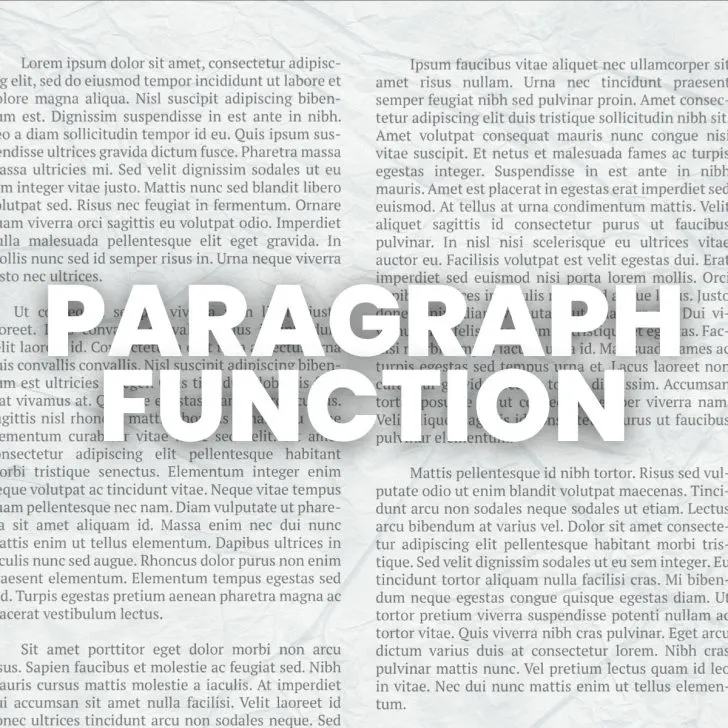 page of book covered with text "paragraph function"