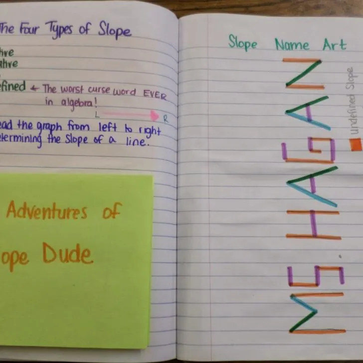 four types of slope interactive notebook page.