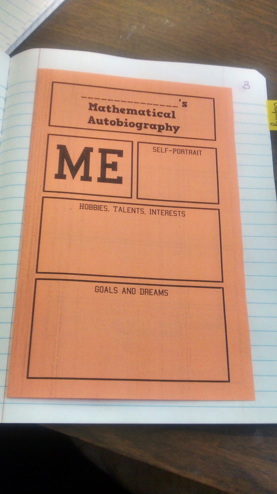Mathematical Autobiography Foldable for Interactive Notebooks