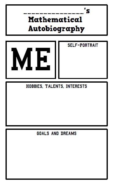 Screenshot of Front of Mathematical Autobiography Foldable
