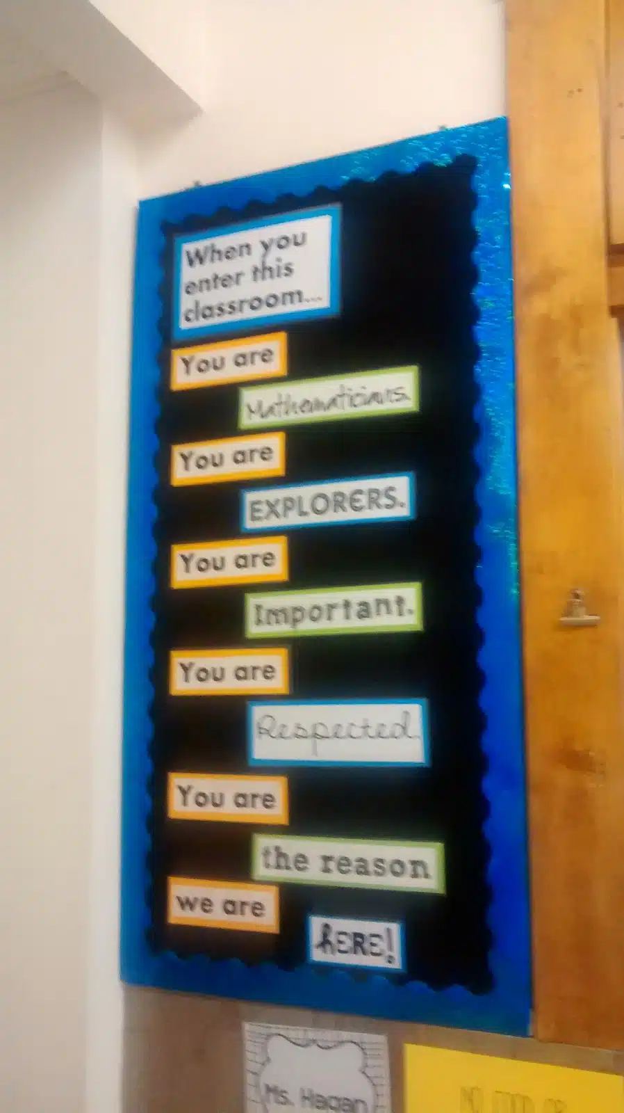 when you enter this classroom bulletin board outside high school math classroom. 