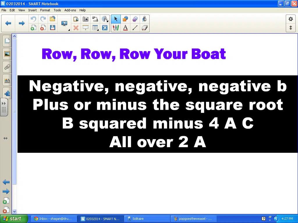 quadratic formula songs