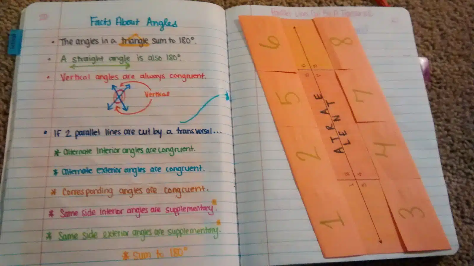 parallel lines cut by a transversal foldable