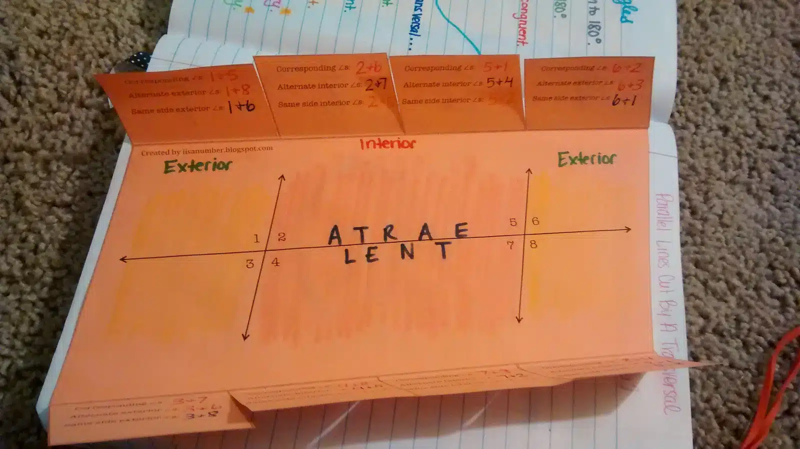 parallel lines cut by a transversal foldable