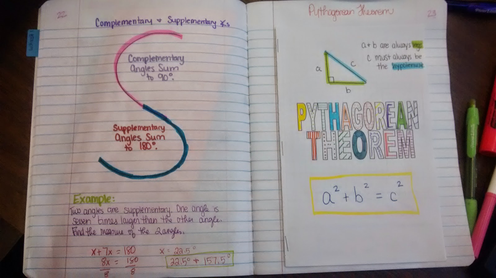 pythagorean theorem notes interactive note book inb