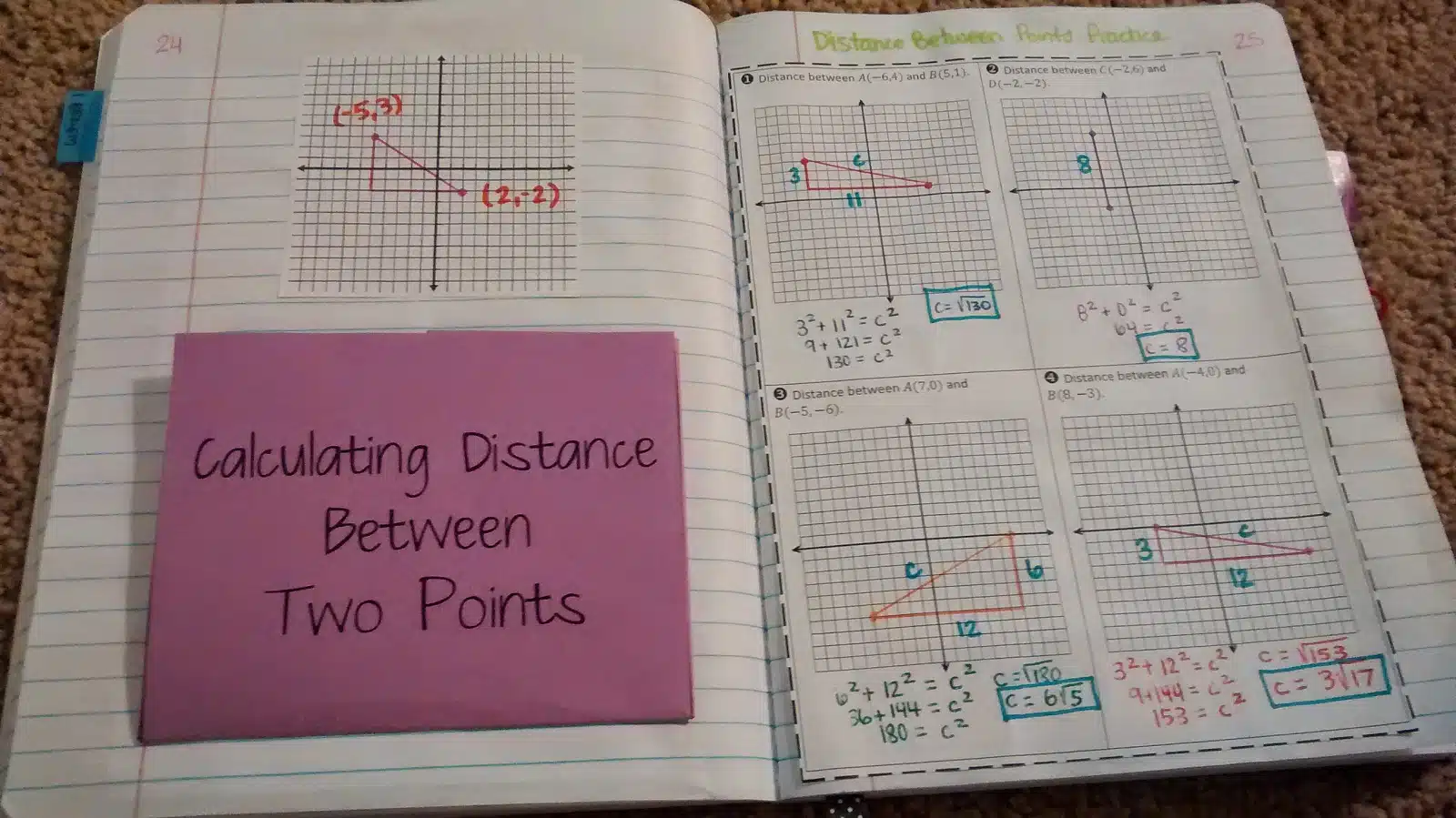 pythagorean theorem notes interactive note book inb